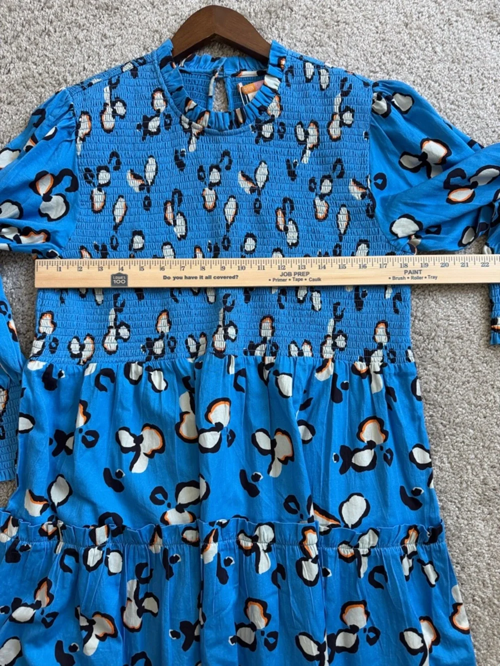 Briton Court NWT Blue Leopard Smocked Tiered Mini Dress Boho XL - Picture 12 of 13